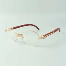 Monturas de gafas de sol de diseñador XL Diamond 7550178 montura redonda retro con patas de madera y lentes transparentes