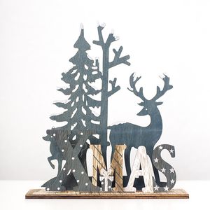 2021 Ornement de Noël en bois Pendentif de décoration de Noël pour la maison 3D Tree Hanging