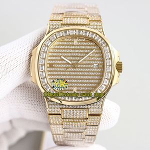 2021 YRF verharde diamanten 5719 324SC 324cs Automatische Heren Horloge Iced Out Square Diamond Bezel Gold Case Stick Markers Roestvrij Armband Eeuwigheid Sieraden Horloges 5711