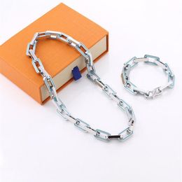 2021 ZB007YX Classique Mode Bambou Style Bracelet Bleu Hommes Lien Chaîne Bracelet Collier avec Boîte-Cadeau par ship285H