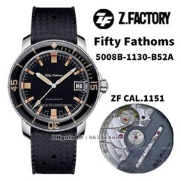 2021 ZF Factory Horloges 5008B-1130-B52A FiveTy Fathoms Barakuda Limited Edition Cal.1151 Autoamtic Mens Horloge Black Dial Rubberen Strap Sport Gents Horloges