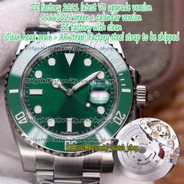 2021 ZZF V3 versión 904L Acero Cal.3135 SA3135 Limpieza automática + ARF SS Pulsera Esfera verde Bisel de cerámica 116610 Reloj para hombre Relojes de eternidad