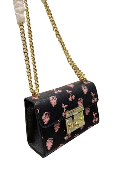 Sac à bandoulière de styliste classique pour femmes, sac à chaîne de fraises, boîte de livraison taille 20 cm, 2021