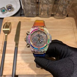 2021 Kleur Diamant Kv Quartz Heren Horloge Geïmporteerd Koeienhuid Tape Vouwsluiting Maat Minerale Krasbestendig Spiegel G245K