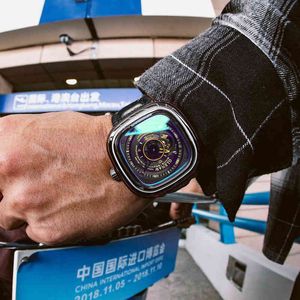 2021célèbre marque montre montre automatique luxe chronographe carré grand cadran montre creux étanche mens montres de mode