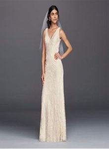 2021Flower Lace Vneck trouwjurk met Empire Taille Custom Made Sexy Backless Floor Lengte Bridal Jurken Kp37836642449