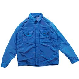 Chaqueta para hombre, abrigo con solapa de tela de tecnología colorida de nailon y Metal, chaquetas con cremallera geniales, primavera y otoño, 2021FW