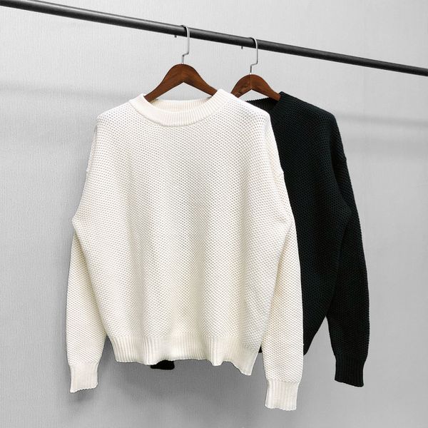 2021fw pull hommes femmes haute qualité couleur unie tricot sweats ourlet métal Logo légèrement surdimensionné Streetwear