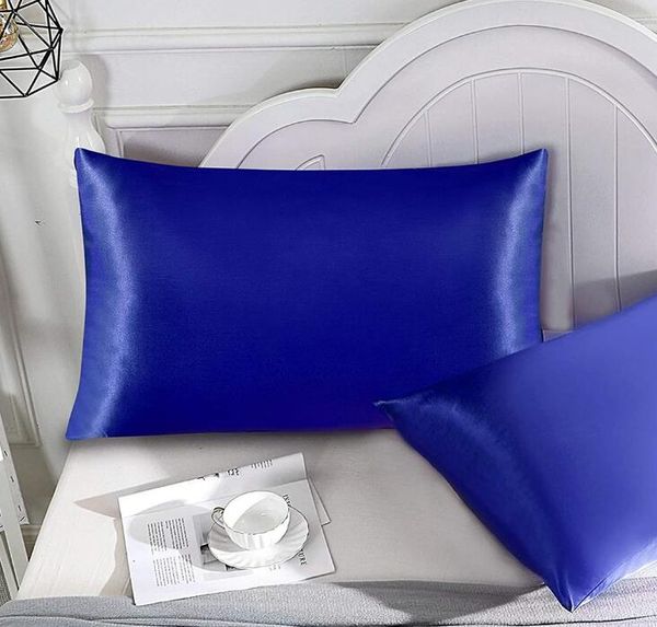 2021hot 20 * 26 pouces Taie d'oreiller en satin de soie 12 couleurs unies Refroidissement Enveloppe Taie d'oreiller Ice Silks Skin-friendly Pillowslip Literie Fournitures