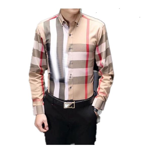 2021Luxurys Designers Dress Shirt Menswear Fashion Society Black Men Color Sólido Color Casual Mens Manga larga M-3XL # 50