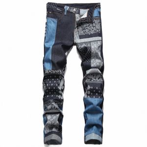 2021men W Splice Casual Straight Patchwork Jeans Pantalon Homme Fi Streetwear Lâche Hip Hop Denim Pantalon pleine longueur l3Mr #