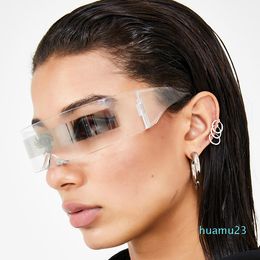 2021mirror Sunglasses Femmes Une pièce Visière Visière Sun Lunettes pour hommes Personnalité Tiltille Steampunk Shades Goggle UV400