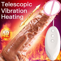 2021New automatique télescopique chauffage gode vibrateur g-spot Massage énorme réaliste pénis sexy jouets pour femmes produits