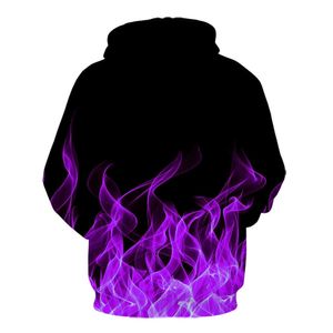 2021New Coloré Purple Flame Sweat à capuche 3D Sweat-shirt Hommes / Femmes à capuche Automne et hiver Manteau drôle Vêtements pour hommes Veste Sweats à capuche Y0816