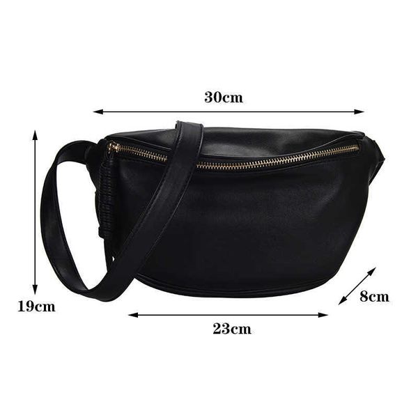 Riñonera de gran capacidad para mujer, bolso cruzado en el pecho con forma de plátano de cuero PU, riñonera 2021S, 0206212S