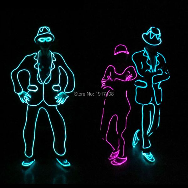2021New Type El Suit Suit bricolage Accessoires de vêtements de fête brillants par le style de DJ Men DJ Gift For Bar Party DIY Decoration