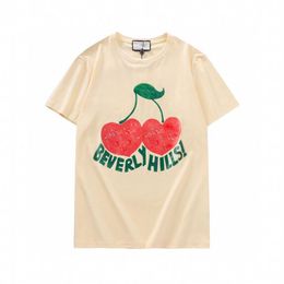 2021s Beverly Hills Cherry Designer T-shirt Vêtements de mode pour hommes à manches courtes Femmes Punk Imprimer Lettre Broderie Cat Summer Skate167R