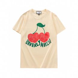 2021s Beverly Hills Cherry Designer T-shirt Vêtements de mode pour hommes à manches courtes Femmes Punk Imprimer Lettre Broderie Cat Summer Skate214y