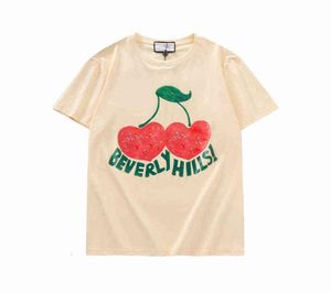 2021s beverly Hills Cherry designer t-shirt herenmode kleding korte mouw dames punk print brief borduren kat zomer skate1482724