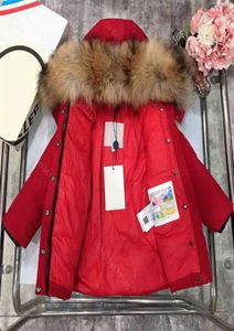 2021SS Designer Kids Down Jacket Hoed Detachable Letter Logo Mink Fur Collar Brand Winter Hoogend Jongens Midi Hoodie Coat Whol1987295