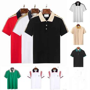 2024SS Diseñador Stripe Polo Shirts T COMASTAS Snake Polos Bee Floral Bordado Hombres de moda High Street Fashion Camiseta de gran tamaño M-3xl