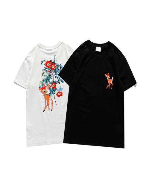 2021SS Tops 100 algodón para hombre para mujer Camiseta de precisión Proceso de impresión Camisas Naturaleza Fawn Flower Camisetas Tamaño SXXL3653978
