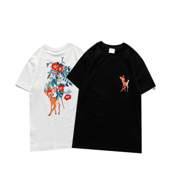 2021SS Tops 100 algodón para hombre para mujer Camiseta de precisión Proceso de impresión Camisas Naturaleza Fawn Flower Camisetas Tamaño SXXL5304008