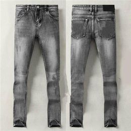2021SS Invierno Otoño Jeans para hombre Bolsas grises Diseñador Marca Famosa Pantalones de pierna delgada Hombres Elásticos Viernes Negro Pantalones de alta calidad Wash322j