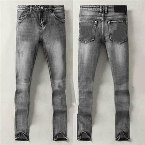 2021SS Men de l'automne d'hiver Jeans Gris Sacs Great Brand célèbre pantalon à jambes minces Men Elastic Black Friday Lavé Casual