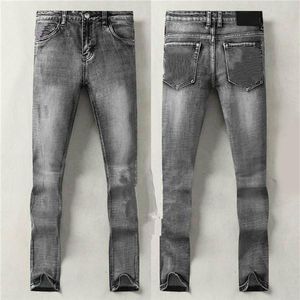 2021SS Hiver Automne Hommes Jeans Gris Sacs Designer Marque Célèbre Pantalon À Jambe Slim Hommes Élastique Noir Vendredi Pantalon De Haute Qualité Wash2858