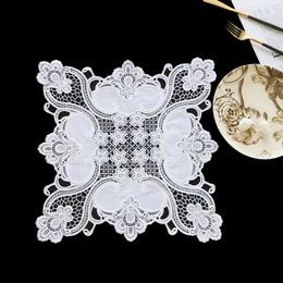 2021White kant placemats voor eettafel onderzetters schotel pad doek doily matten cover party bruiloft decor w220406