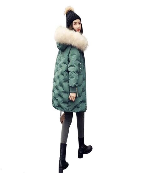 2021Women039s Fashion Designer039s 2020 Green Long Parkas Duck Down Woman Jacket abrigos para mujeres Collar de piel de invierno Goose1286583