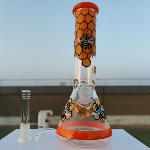 2022 10 pulgadas 3D Animal Bee Vidrio grueso Bong Tubería de agua Hookah Cubilete Tabaco Fumar Bubbler Tubos de humo Bongs Botellas Ice Catcher Frezzer