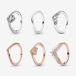 2022 100 sterling zilveren dames hartvorm verlovingszilver en roségouden ringen pandora ringen mode-sieraden