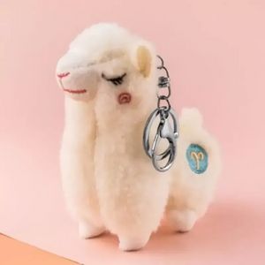 2022 12 cm macaron cartoon alpaca pluche sleutelhanger kleur gras modder paard hanger auto ornament animal pop sleutelhanger ring fidget speelgoed