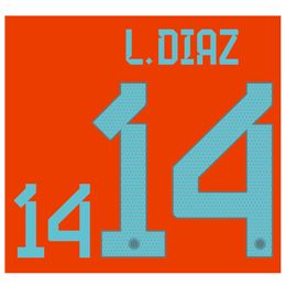 2022 #14 L.DIAZ NAMESET Impresión de hierro en la insignia del parche de fútbol de transferencia de calor