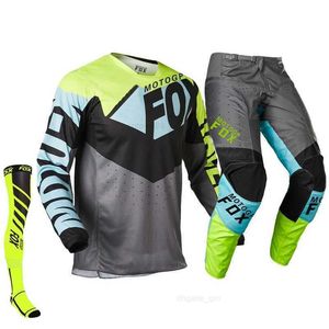 Ensemble d'équipement Motogpfox pour hommes, maillot et pantalon de Motocross, MX Combo BMX Moto ATV, combinaison de cyclisme tout-terrain + chaussettes, 2022, 180