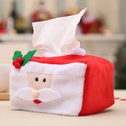 2022 1pc Joyeux Noël Santa Claus Snowman Boîte à couverture de table de couverture décorations de Noël pour décorations du Nouvel An à la maison