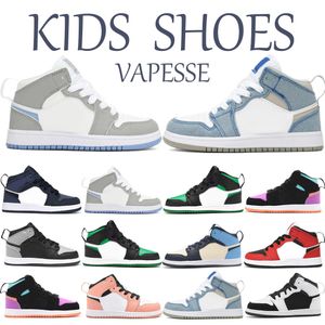 kinderschoenen 1s zwart 1 schoen jongens hoge sneaker ontwerper basketbal blauwe trainers baby kind jeugd peuter baby's Eerste wandelaars J jongen meisje peuters Geboren v8Qg#