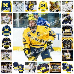 NCAA 2022 2022 Maillot de hockey cousu Michigan Wolverines NCAA 31 Strauss Mann 23 Jimmy Lambert 7 Nick Blankenburg 43 Quinn Hughes 14 Josh