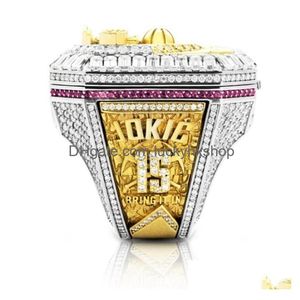 2022 2023 Basketbal Jokic Team Champions Kampioenschap Ring Met Houten Display Box Souvenir Mannen Fan Gift Drop Levering Dhpl3