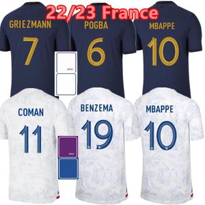 2022- 2023 Benzema MBAPPE Soccer Jerseys Player Version GRIEZMANN POGBA 22/23 Coupe du monde française Équipe nationale Francia GIROUD Fans KANTE Maillots de football