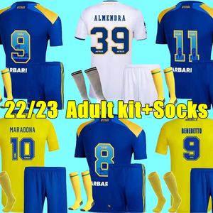 2022 2023 Boca Juniors Maillots de football Fans Player Version Varela Zeballos Villa Player Version 22/23 Cabj Camisa De Futebol Football Shirt Kids Kit Away Shirt