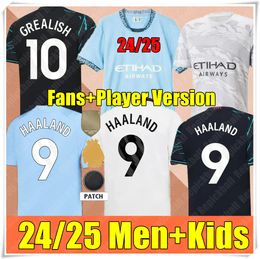 Jerseys de football Haaland Doku 24 25 Mans Cities de Bruyne Phillips Grealish Ferran Mahrez Foden Bernardo Joao Annulo Z Rodrigo Football Shirt Men Kit Kit Kit Uniforme