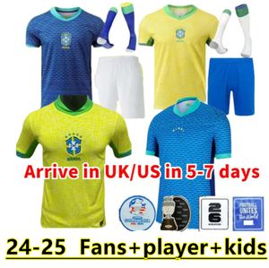 BRÉSILS 24-25 maillots de football du Brésil Camiseta de futbol Neymar Jr PAQUETA RAPHINHA maillot de football maillots MARQUINHOS VINI JR RICHARLISON HOMMES ENFANTS FEMME 888888