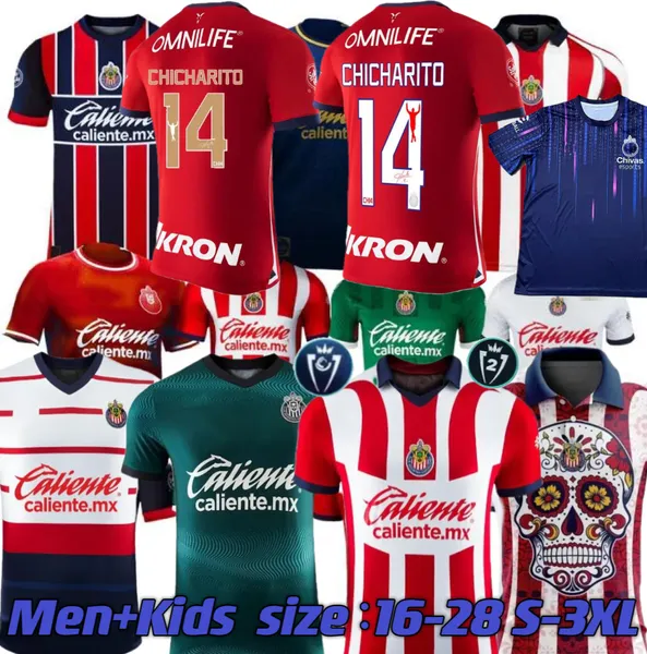 CHICHARITO 23 24 Chivas de Guadalajara Soccer Jerseys 2024 LIGA MX C. COWELL A.ZALDIVAR CALDERON J.MACIAS CHICHARITO A.VEGA Hommes enfants kit maillot de football version fans