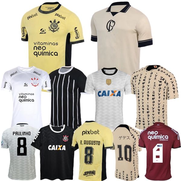 2023 2024 Corinthian voetbalshirts thuis uit Yuri Alberto PAULINHO 20 21 22 23 camisetas de footb MANTO DO speciaal M. ROJAS Club voetbalshirt Derde Japan 10 jaar