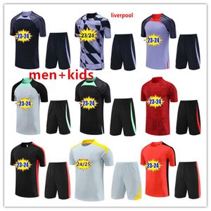2023 2024 2025 Kit de maillots de survêtement de football 23 24 HOMMES ENFANTS MANCHES SHORTS Costume d'entraînement Survêtements de football survetement pied chandal futbol sportswear