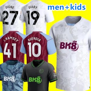 23 24 voetbalshirts Kids Home 2023 2024 Aston Villas voetbalshirt weg Derde Camisetas Mings McGinn Douglas Luiz Buendia Watkins Maillot Black Doelman