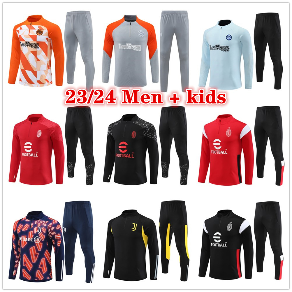 2023 2024 TUTA AC Inter Soccer Tracksuit Mężczyźni i dzieci Milano Training Suit 23 24 24 Milans Football Tracksuit Kurtka Chandal Futbol Surowa stopa